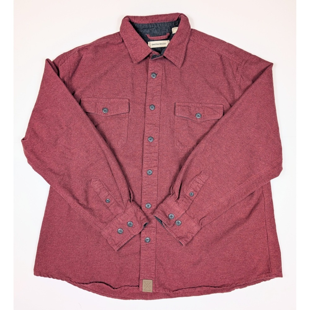 Dakota Grizzly Maroon Cotton Flannel Button Down Collared L/S Men's Size 2XL
